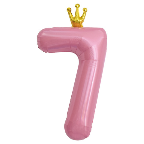 Цифры розовые, с золотой короной, 102 см