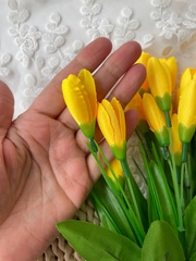 Крокусы-подснежники искусственные, Темно-желтые, набор 3 букета, 33 см, больше 60 бутонов в наборе