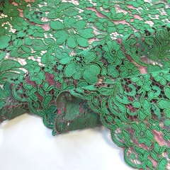 Ткань  кружево кордовое цвет зеленый розовый фон 3292