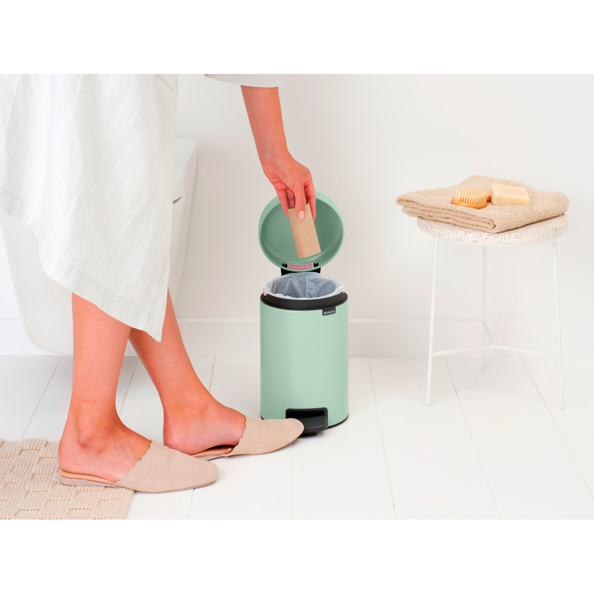 Мусорный бак newIcon с педалью (3 л), Мятно-голубой, арт. 233869 - фото 5