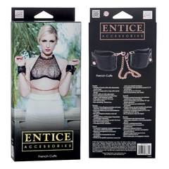 Черные мягкие наручники Entice French Cuffs с цепью - 