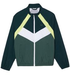 Детская теннисная толстовка Lacoste Recycled Fiber Colourblock Zipped Jacket - green/flashy yellow/white/dark green