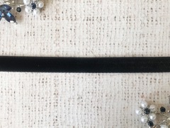 Лента бархатная эластичная, ш. 1 см, чёрный