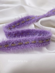 Тесьма пушистая фиолетовая с золотой косичкой
