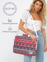 Сумка для ноутбука 13,3" и 14" с ремнем на плечо и большим карманом спереди (Бохо слоны)