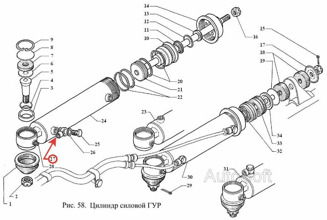 Схема гидроусилителя руля газ 66