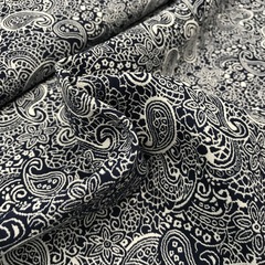 Ткань жаккард огурцы синие стрейч 3114