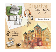 Скетчбук 80л. ГОРОДСКОЙ СТИЛЬ 7БЦ, матовая ламинация 150х150мм