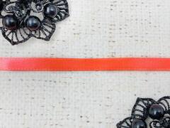 Лента атласная, ш. 0,5 см, оранжевый неон