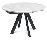 Стол обеденный раздвижной круглый D120-180х79 столешница керамика / Snow Mountain, матовая / черный муар