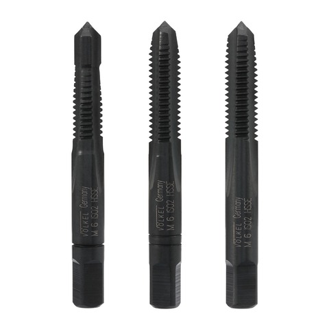 Метчик М 6,0х1,0 (Комплект 3шт, с цапфой) DIN352 HSSE-VAP 6h 56мм a=4,9 Volkel 57738