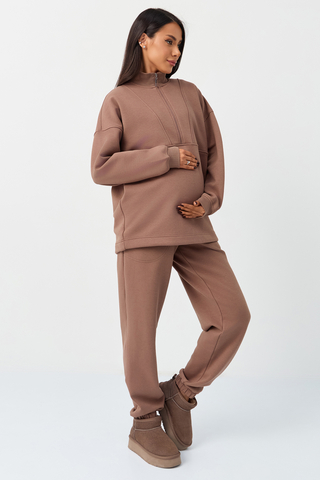 Утепленный костюм для беременных и кормящих 17315 мокко