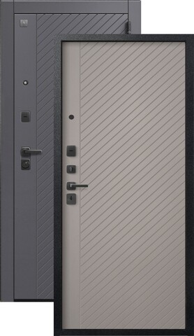 Теплая дверь входная Сезам V-16 (2026), 2 замка, 1,4 мм металл, (черный муар/графит кашемир+грей кашемир)