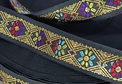 Тесьма Жаккард с люрексом, ш. 2,7 см, чёрный