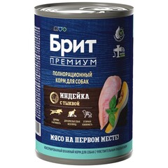 Влажный корм консервы для взрослых собак всех пород Брит BRIT PREMIUM BY NATURE с индейкой и тыквой 0,410кг 6 упаковок