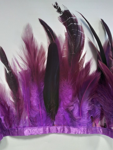 перья на ленте цвет фиолетовый (1м*19см)