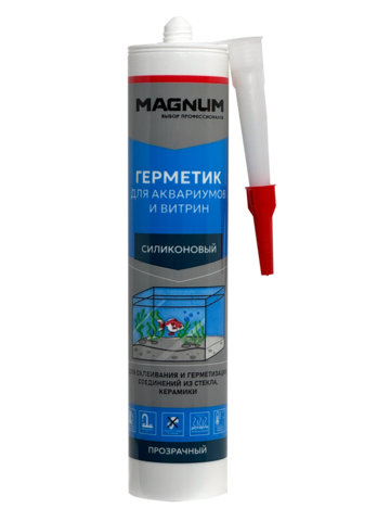 Герметик ДЛЯ АКВАРИУМОВ И ВИТРИН силиконовый MAGNUM бесцветный, 280мл (уп - 24шт)