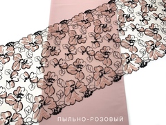 Вышивка на сетке кофейно-розовая 22 см