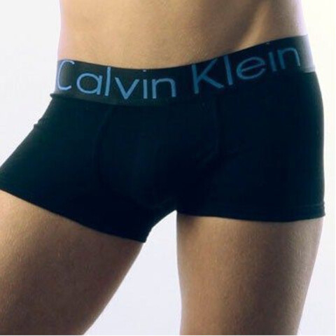 Мужские трусы боксеры Calvin Klein Steel Black Waistband Blue