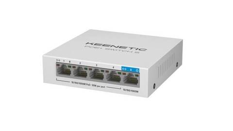 Keenetic PoE+ Switch 5 (KN-4610) 5-портовый гигабитный коммутатор с 4 портами PoE+ и бюджетом мощности 60 Вт