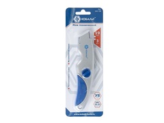 Нож технический КОБАЛЬТ трапециевидное лезвие 19 мм (3 шт. в комплекте), металлический корпус, блис