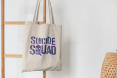 Сумка-шоппер с принтом Отряд самоубийц (Suicide Squad) бежевая 002