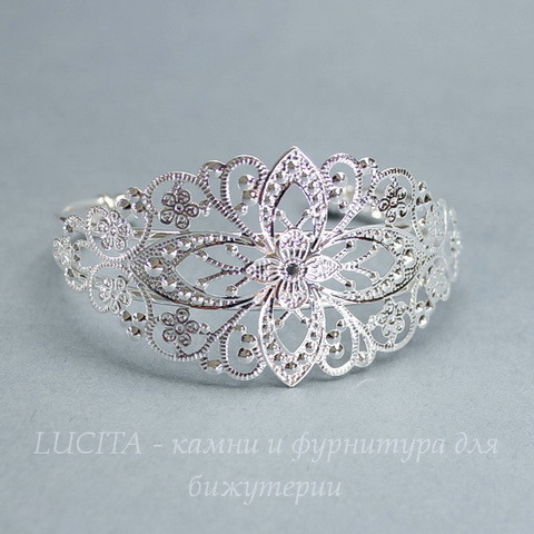 Основа для браслета с филигранью, 14 см (цвет - серебро)