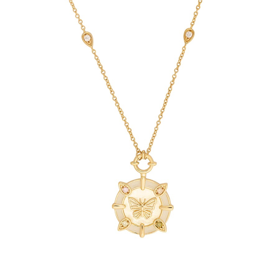 WANDERLUST Колье Butterfly Ivory & Gold Necklace