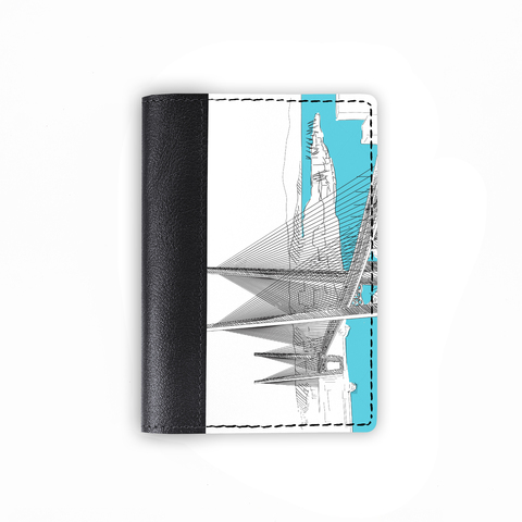 Обложка на паспорт комбинированная "Знаменитый мост Владивостока", черная