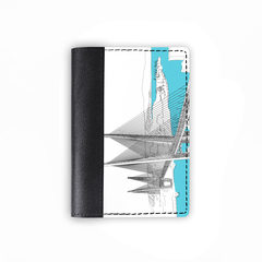 Обложка на паспорт комбинированная "Знаменитый мост Владивостока", черная