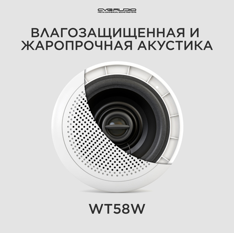 CVGAUDIO WT58W Встраиваемые двухполосные акустические системы для помещений с повышенной влажностью (IP66) и температурой (90С), 20W(RMS) / 30W(max), 8ohm