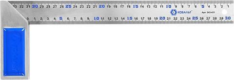 Угольник КОБАЛЬТ столярный 350 мм, нерж.сталь ,чугунное основание (243-431)