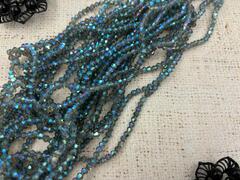 Бусины граненые Биконус, d 4 мм, 1 уп=10 нитей, 1 нить 45 см, тёмный серо-голубой