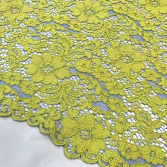 Ткань  кружево кордовое цвет желтый голубой фон 3293
