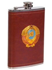 Крутая карманная фляжка с металлической накладкой Герб СССР