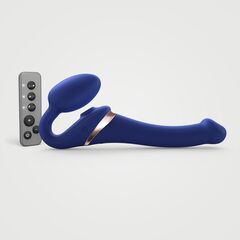 Синий безремневой страпон Multi Orgasm Size S с клиторальной стимуляцией - 