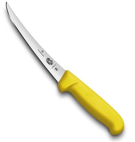 Кухонный нож Victorinox для разделки и обвалки мяса (5.6608.15) закруглённое лезвие 15 см., жёлтая рукоять - Wenger-Victorinox.Ru