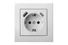 Розетка С/З+USB-зарядное устройство 3,4 А+TypeC IUK-3-01 E/B белая, LIREGUS EPSILON