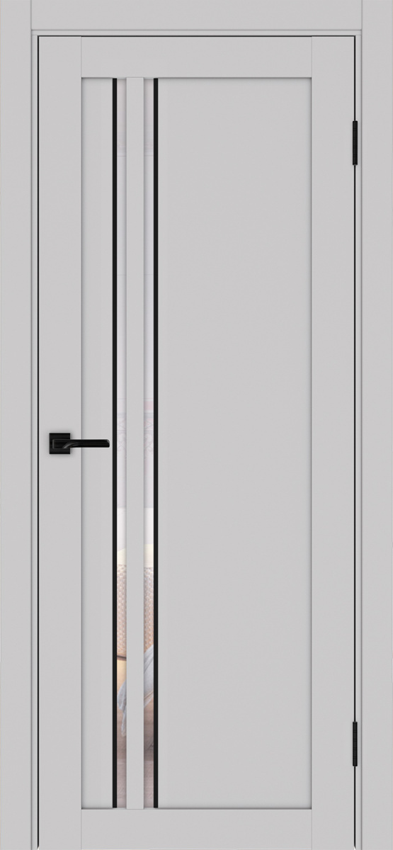 Дверь межкомнатная Оптима Порте Турин 525.121 АПС молдинг SB, цвет пепельный, экошпон, стекло прозрачное