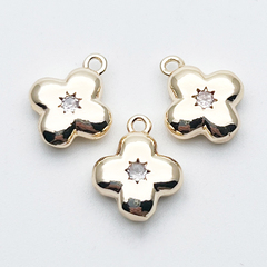 Подвеска Цветок (двухсторонняя!), цвет золото, фианит, размер 13*11 мм, цена за 1 шт