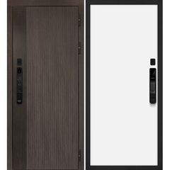 Купить Входная дверь Вертикаль смарт дымчатый камень дуб морёный панель гладкая белая