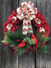 Птички Красные перьевые, на зажиме, 14-16 см, набор 3 шт