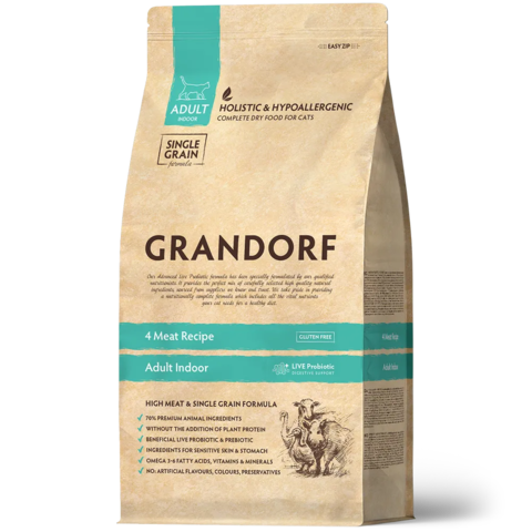 GRANDORF 4 вида мяса Для домашних кошек