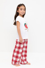 пижама  для девочки  К 1640/белый,клетка виши