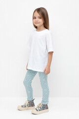 брюки  для девочки  КР 400517/голубой,ромашковое поле