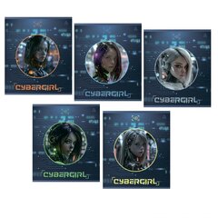 Тетрадь 48л, А5, клетка, Alingar, "Cibergirl" , скрепка,мелованный картон (стандарт), выб УФ лак, блок офсет, 5 дизайнов в пленке т/у