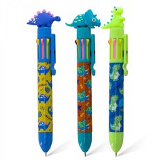 Ручка шариковая Yalong "Дино", 0,7 мм, 8 цветов, автоматическая, цветной пластиквый корпус, карт. уп.