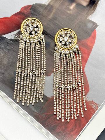 32152 - Серьги клипсы LIGA с кристаллами в стиле Alessandra Rich