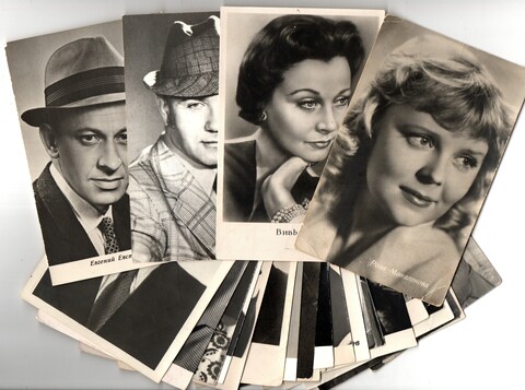 №31 Открытки Артисты и актёры СССР 1960–1970-е г. 25 штук. Чёрно-белые, чистые, без повторов