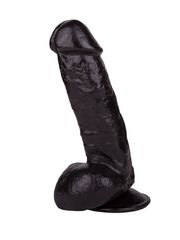 Реалистичный чёрный фаллоимитатор на присоске - 17,8 см. - 